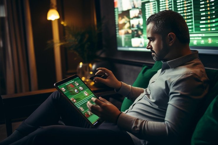 Layar permainan Jewels of Prosperity menampilkan grid simbol batu mulia dan tabel pembayaran